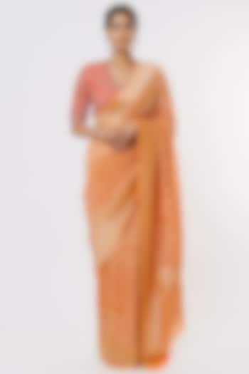 Orange Georgette Brocade Saree by Binal Patel