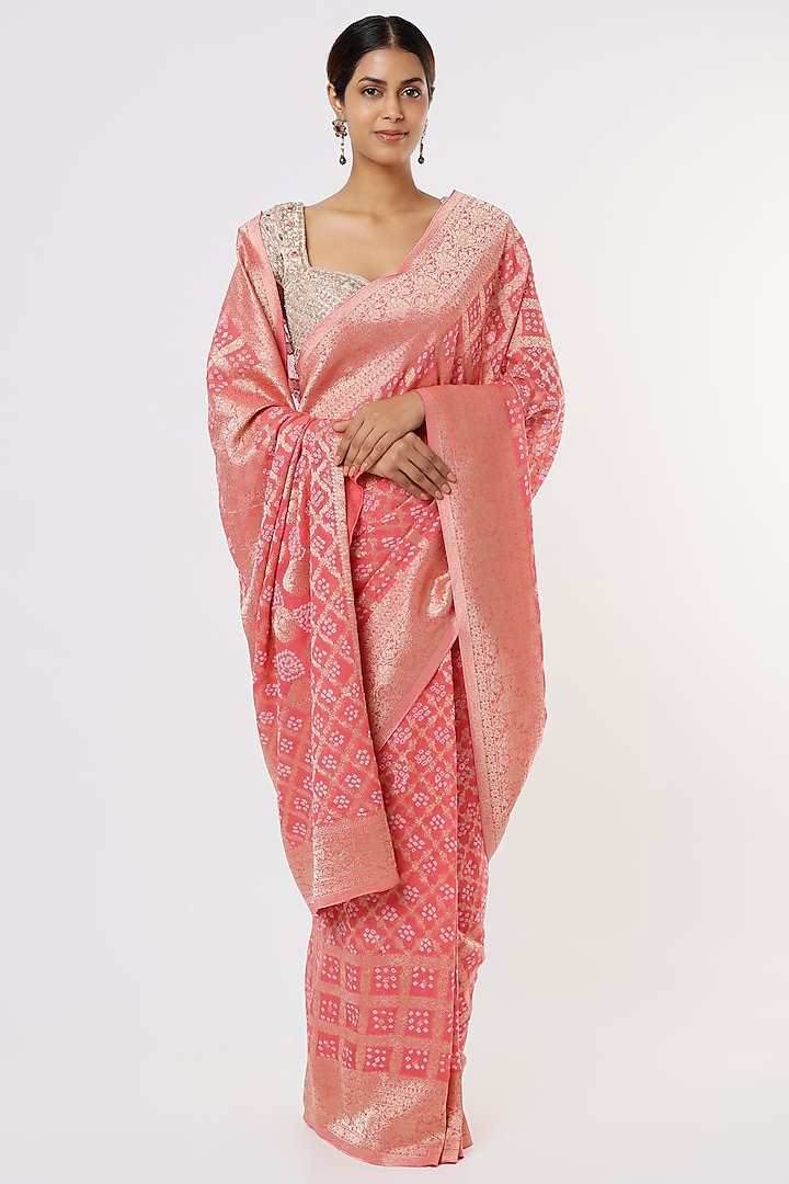 Pink Georgette Saree by Binal Patel