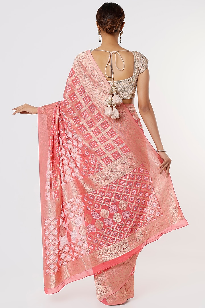 Pink Georgette Party Wear Saree by Binal Patel at Pernia's Pop Up Shop