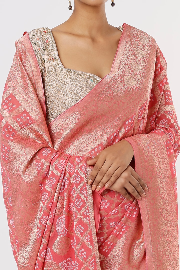 Pink Georgette Party Wear Saree by Binal Patel at Pernia's Pop Up Shop