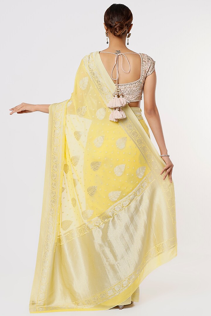 Yellow Georgette Party Wear Saree by Binal Patel at Pernia's Pop Up Shop