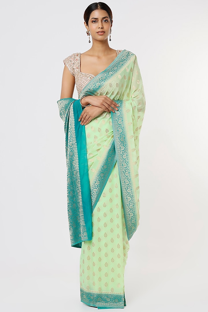 Lime & Green Georgette Saree by Binal Patel