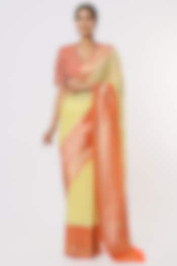 Yellow & Orange Georgette Saree by Binal Patel