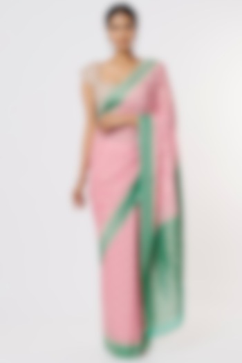 Pink & Green Georgette Saree by Binal Patel