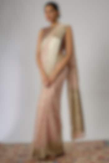 Pastel Pink Viscose Chiffon Saree by Binal Patel at Pernia's Pop Up Shop