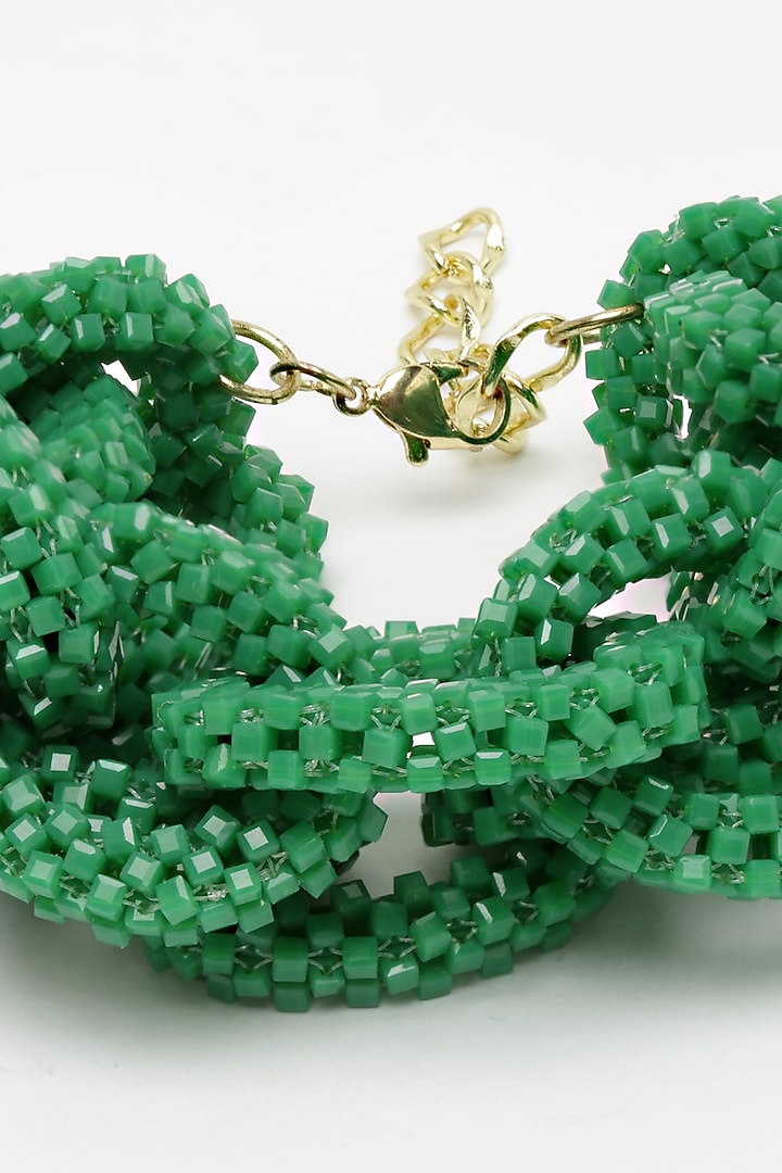Green Glass Beaded Bracelet by Bijoux By Priya Chandna at Pernia's Pop Up Shop