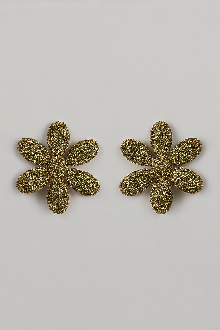 Gold Finish Daisy Stud Earrings by Bijoux By Priya Chandna at Pernia's Pop Up Shop