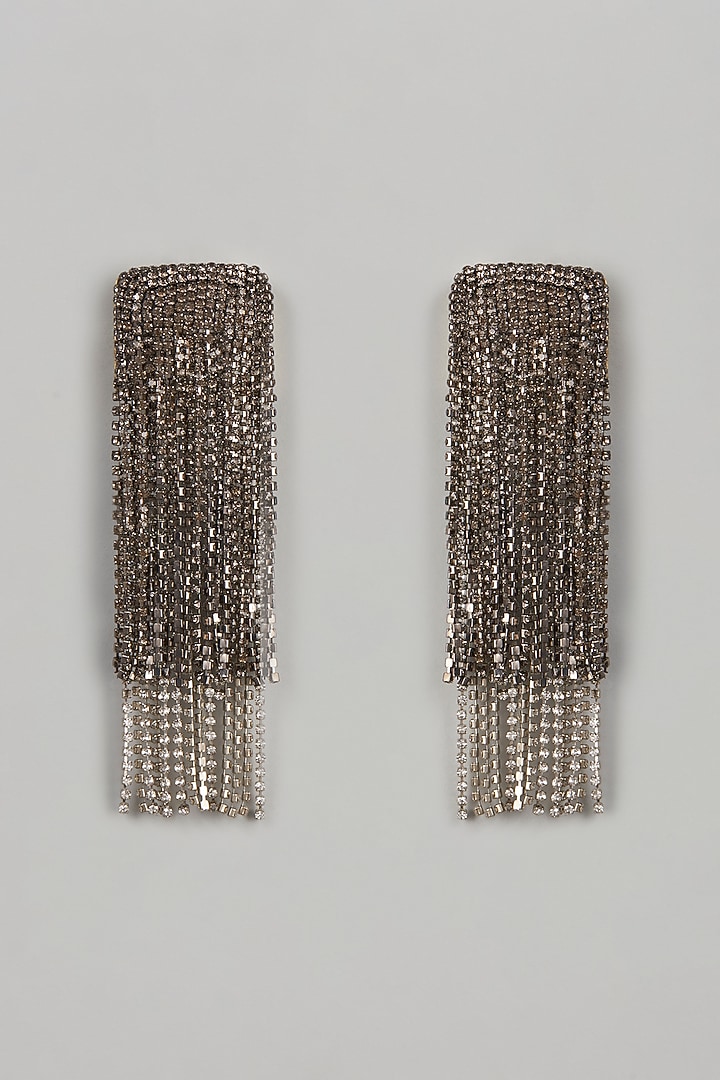 Gold Finish Crystal Waterfall Earrings by Bijoux By Priya Chandna at Pernia's Pop Up Shop