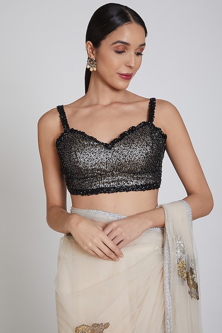 Blush Pink Embroidered Wedding Saree Set by Bhairavi Jaikishan at Pernia's Pop Up Shop