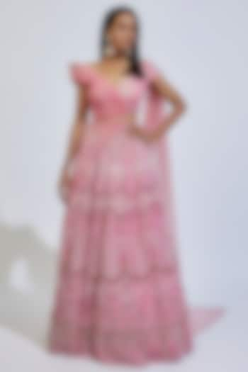 Pink Silk Hand Embellished Bridal Lehenga Set by JIGAR & NIKITA at Pernia's Pop Up Shop