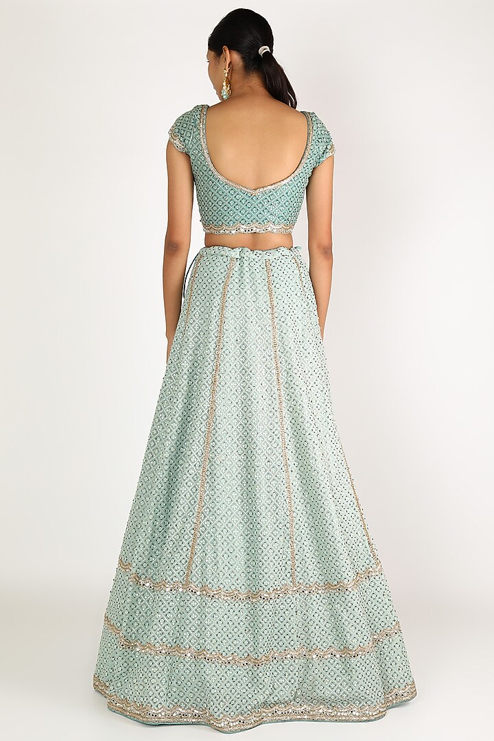 Sky Blue Embroidered Wedding Lehenga Set by JIGAR & NIKITA at Pernia's Pop Up Shop