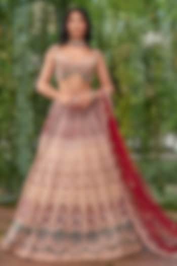 Gilded Cream Silk Applique Embellished Bridal Bridal Lehenga Set by Jigar & Nikita at Pernia's Pop Up Shop