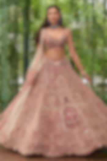 Periwinkle Organza Sequins Embroidered Bridal Bridal Lehenga Set by Jigar & Nikita at Pernia's Pop Up Shop