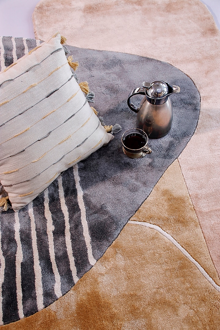 Beige Hand-Tufted In Viscose by The blue knot at Pernia's Pop Up Shop
