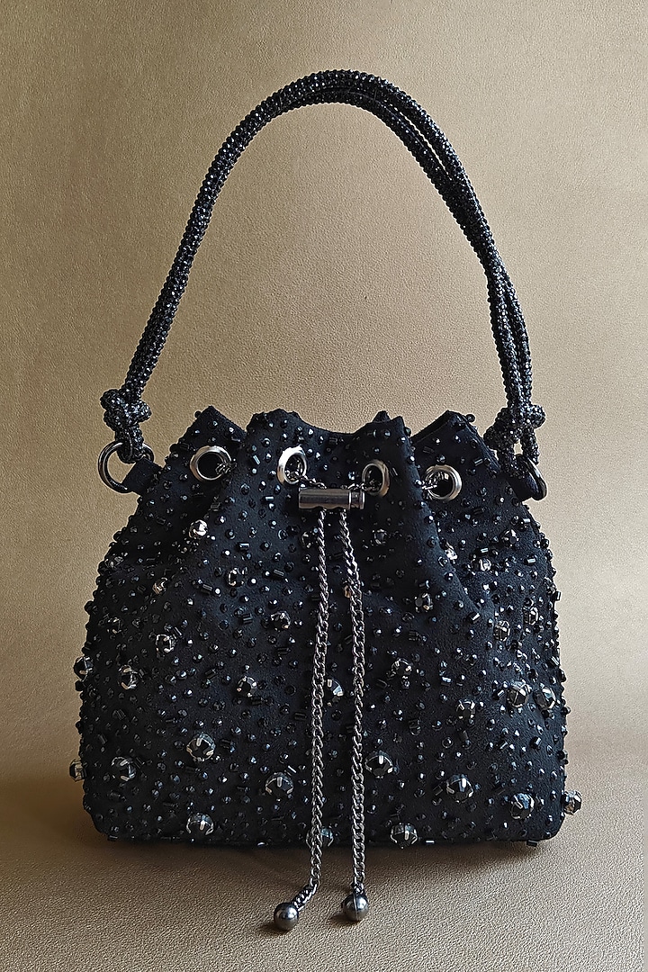 Black Hand Embellished Bucket Bag by PLODE at Pernia's Pop Up Shop