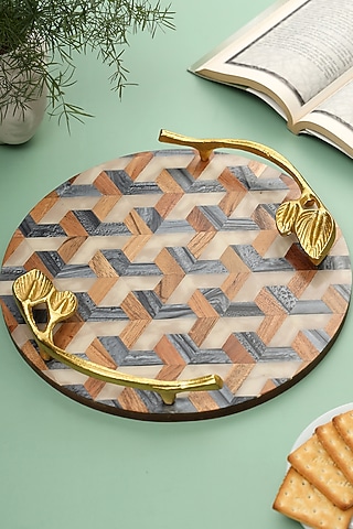 Multi-Colored Resin & Wood Tray by BLUE ELEPHANT