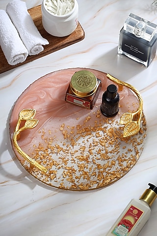 Blush Pink Resin Tray & Coaster (Set Of 8) by BLUE ELEPHANT