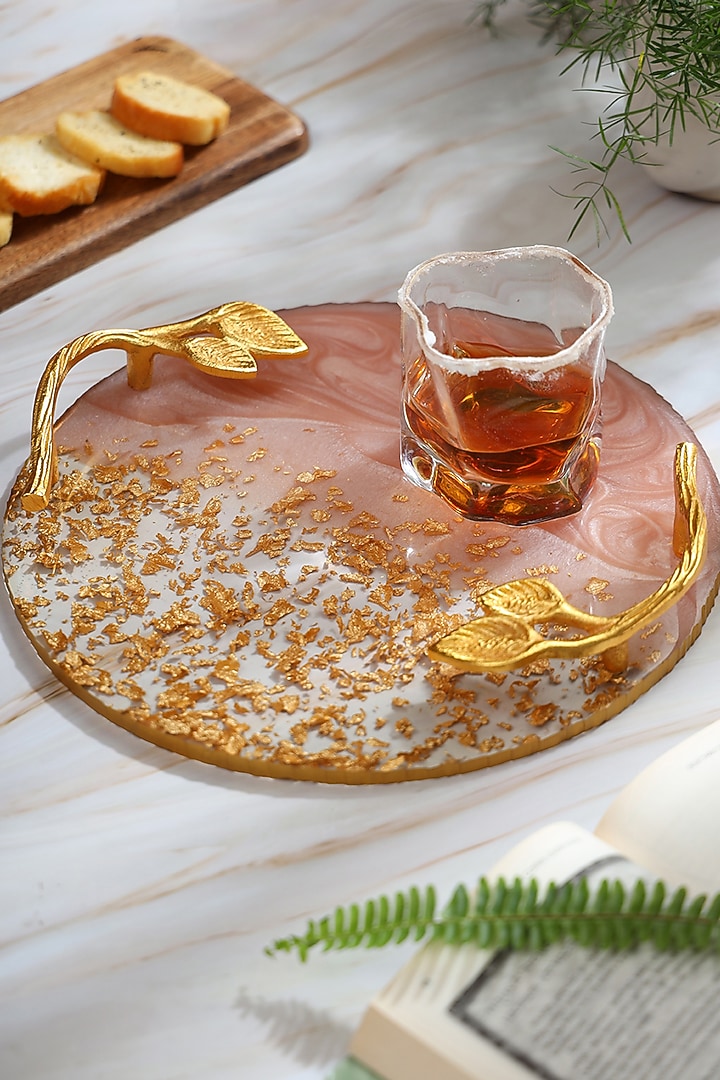 Blush Pink Resin Tray & Coaster (Set Of 8) by BLUE ELEPHANT at Pernia's Pop Up Shop