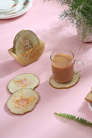 Champagne Resin Coaster (Set Of 7) by BLUE ELEPHANT
