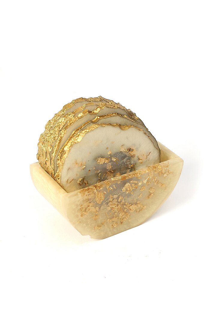 Champagne Resin Coaster (Set Of 7) by BLUE ELEPHANT at Pernia's Pop Up Shop