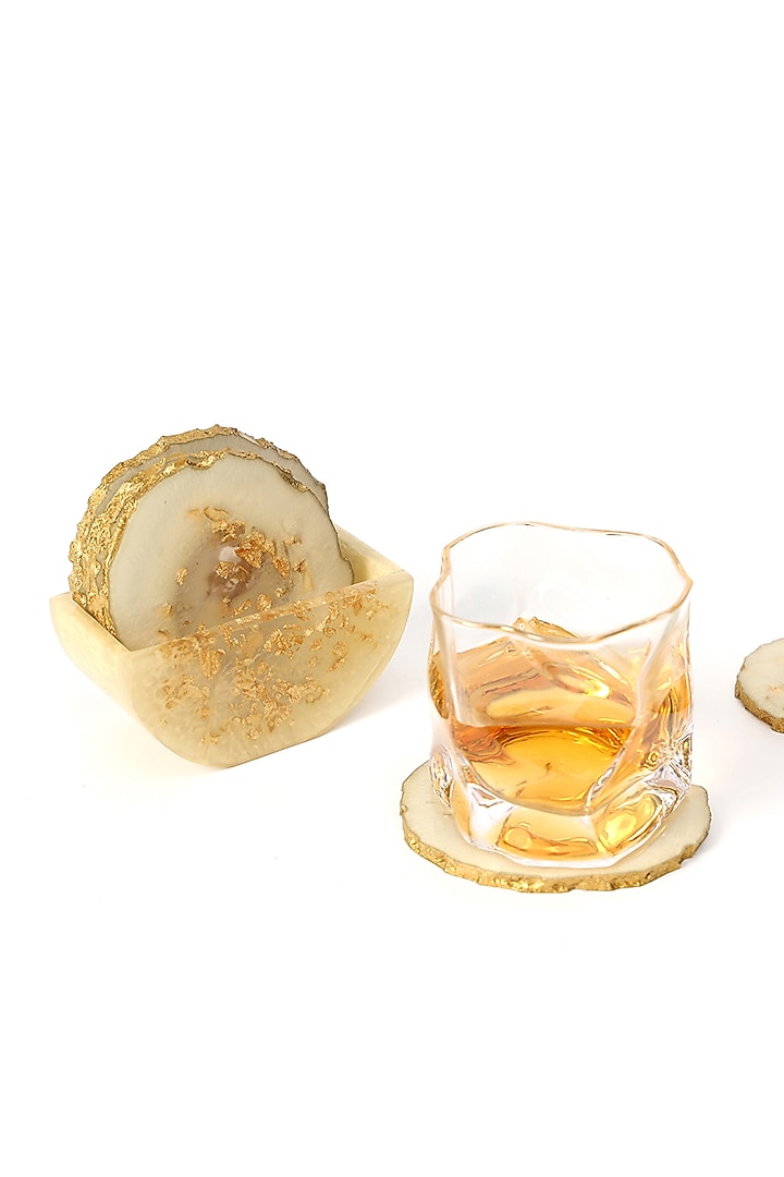 Champagne Resin Coaster (Set Of 7) by BLUE ELEPHANT at Pernia's Pop Up Shop