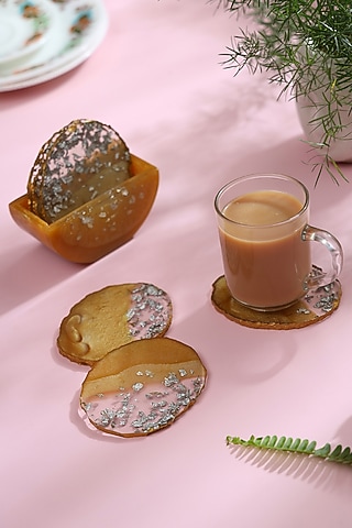 Bronze Resin Coaster (Set Of 7) by BLUE ELEPHANT