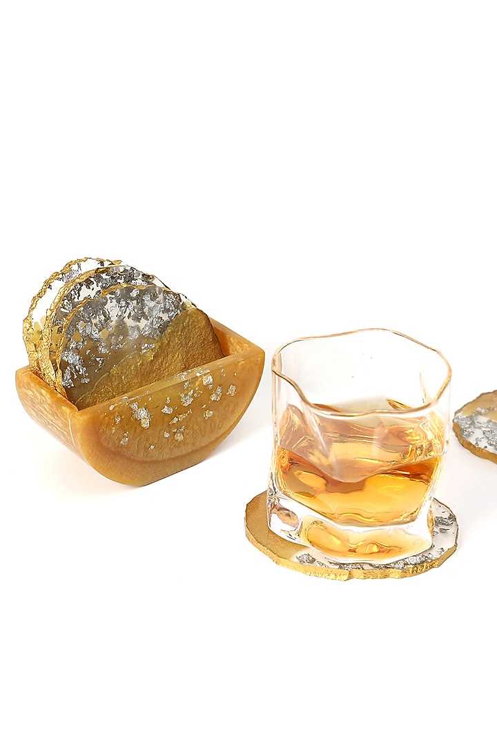 Bronze Resin Coaster (Set Of 7) by BLUE ELEPHANT at Pernia's Pop Up Shop