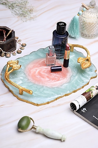 Powder Blue & Pink Resin Tray by BLUE ELEPHANT