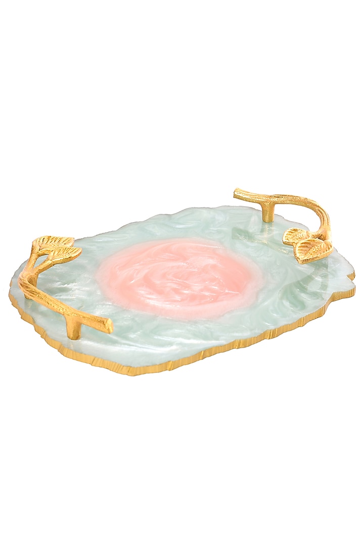 Powder Blue & Pink Resin Tray by BLUE ELEPHANT at Pernia's Pop Up Shop