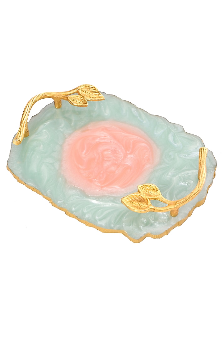 Powder Blue & Pink Resin Tray by BLUE ELEPHANT at Pernia's Pop Up Shop