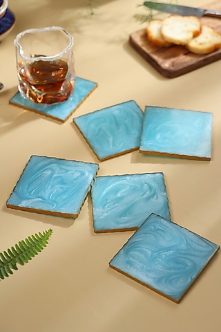 Powder Blue Coaster (Set Of 6) by BLUE ELEPHANT