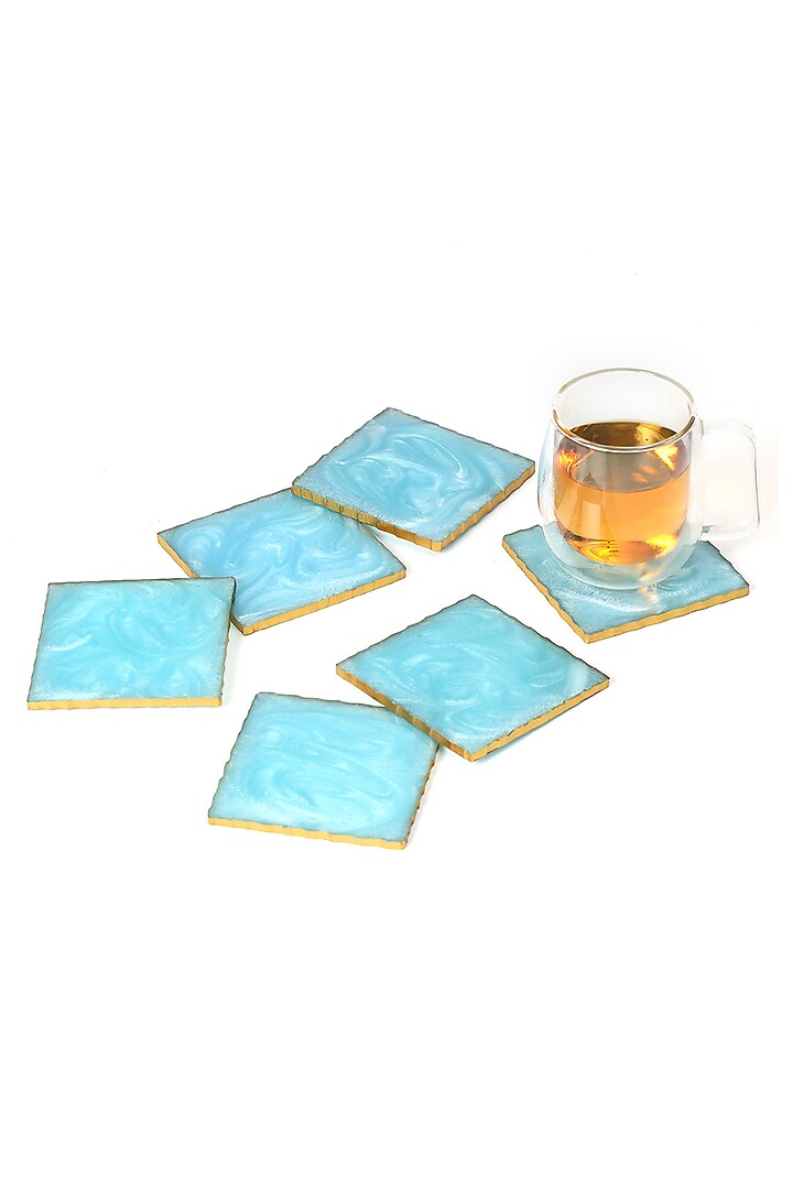 Powder Blue Coaster (Set Of 6) by BLUE ELEPHANT at Pernia's Pop Up Shop