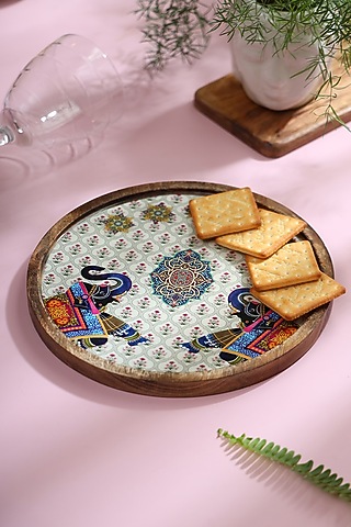 Multi-colored Mango Wood Platter by BLUE ELEPHANT