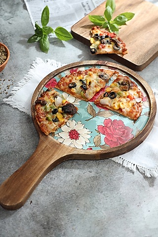 Multi-colored Mango Wood Platter by BLUE ELEPHANT