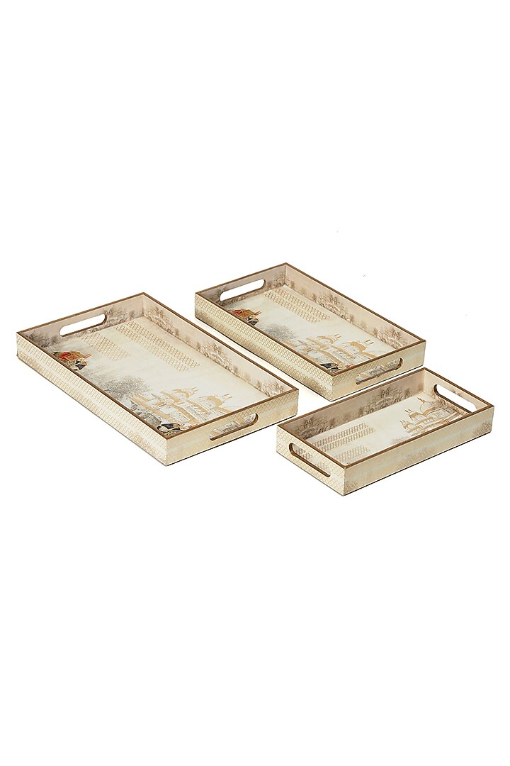 Multi-Colored Wood Tray (Set Of 3) by BLUE ELEPHANT at Pernia's Pop Up Shop