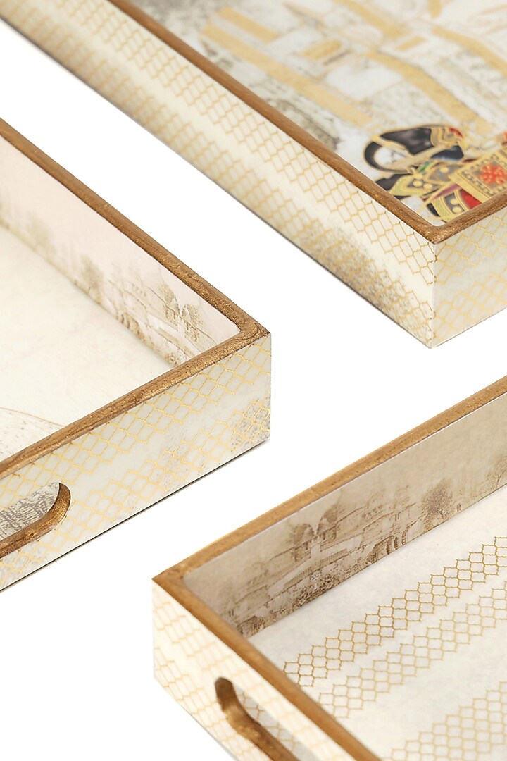 Multi-Colored Wood Tray (Set Of 3) by BLUE ELEPHANT at Pernia's Pop Up Shop