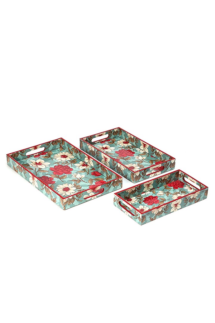 Multi-Colored Wood Tray (Set Of 3) by BLUE ELEPHANT at Pernia's Pop Up Shop