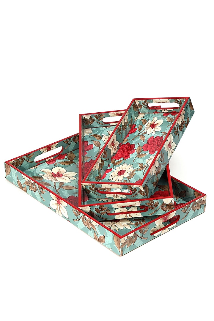 Multi-Colored Wood Tray (Set Of 3) by BLUE ELEPHANT at Pernia's Pop Up Shop
