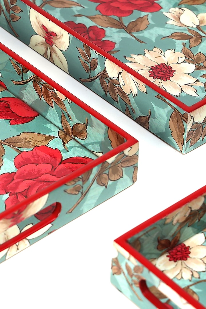 Multi-Colored Wood Tray (Set Of 3) by BLUE ELEPHANT at Pernia's Pop Up Shop