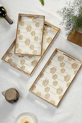 Multi-Colored Wood Tray (Set Of 3) by BLUE ELEPHANT