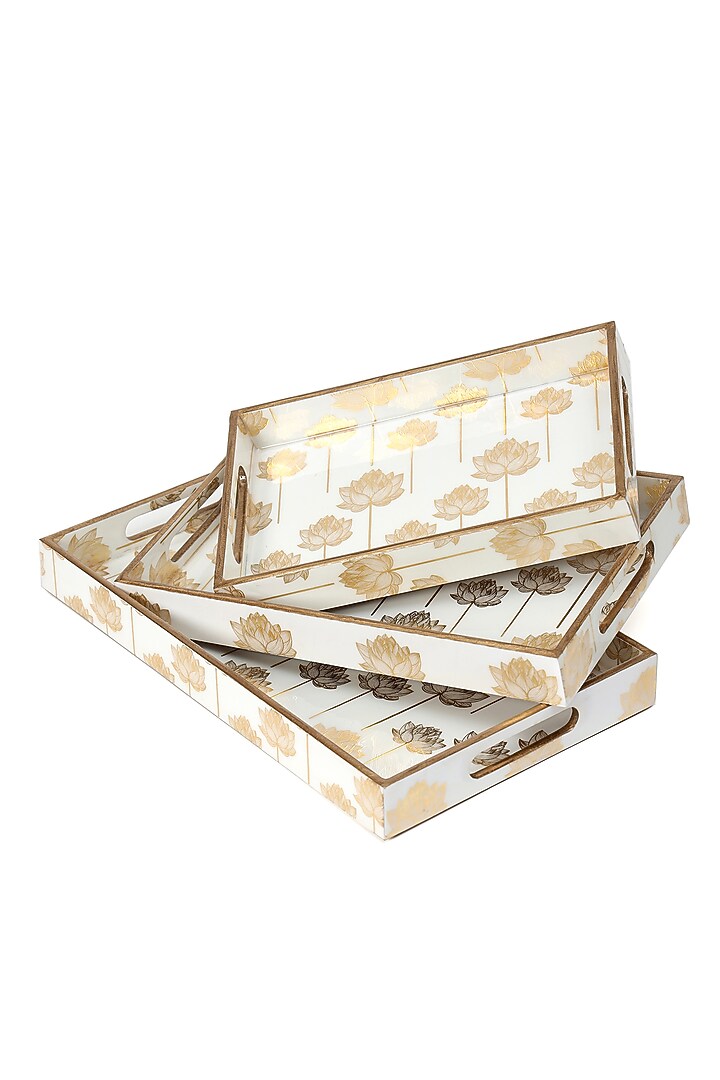 Multi-Colored Wood Tray (Set Of 3) by BLUE ELEPHANT at Pernia's Pop Up Shop