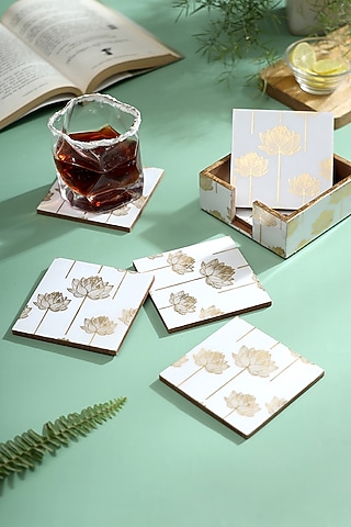 Multi-Colored Wood Coaster (Set Of 7) by BLUE ELEPHANT