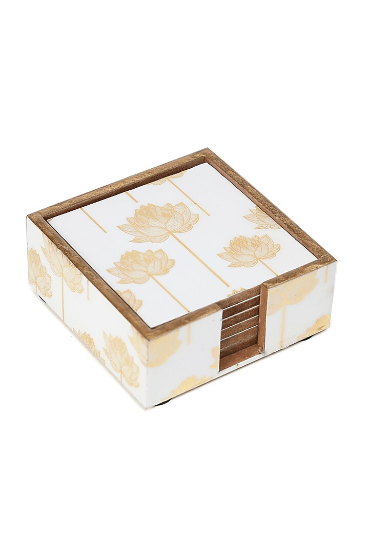 Multi-Colored Wood Coaster (Set Of 7) by BLUE ELEPHANT at Pernia's Pop Up Shop