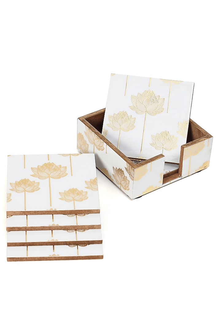 Multi-Colored Wood Coaster (Set Of 7) by BLUE ELEPHANT at Pernia's Pop Up Shop