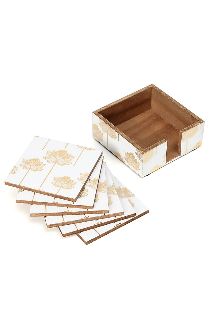 Multi-Colored Wood Coaster (Set Of 7) by BLUE ELEPHANT at Pernia's Pop Up Shop