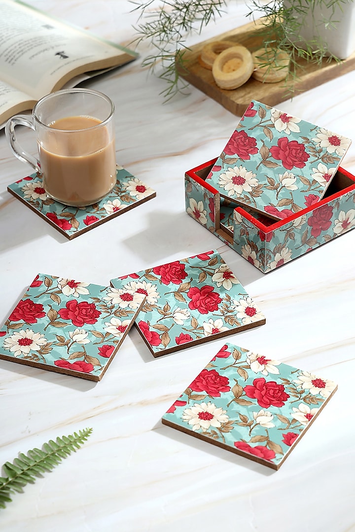 Multi-Colored Wood Coaster (Set Of 7) by BLUE ELEPHANT