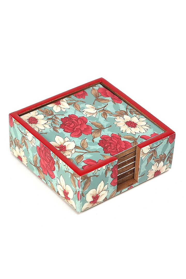 Multi-Colored Wood Coaster (Set Of 7) by BLUE ELEPHANT at Pernia's Pop Up Shop
