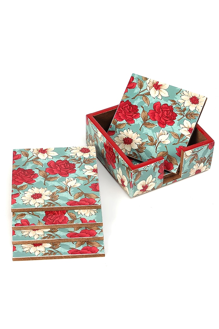 Multi-Colored Wood Coaster (Set Of 7) by BLUE ELEPHANT at Pernia's Pop Up Shop