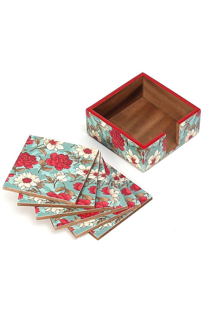 Multi-Colored Wood Coaster (Set Of 7) by BLUE ELEPHANT at Pernia's Pop Up Shop