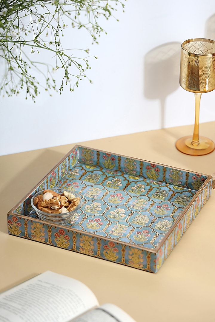 Multi-Colored Wood Square Tray by BLUE ELEPHANT